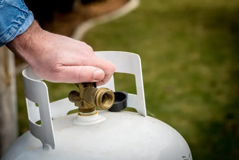 On-site propane refill station at Waggin' Tail Ranch RV Resort, Pilot Point, TX